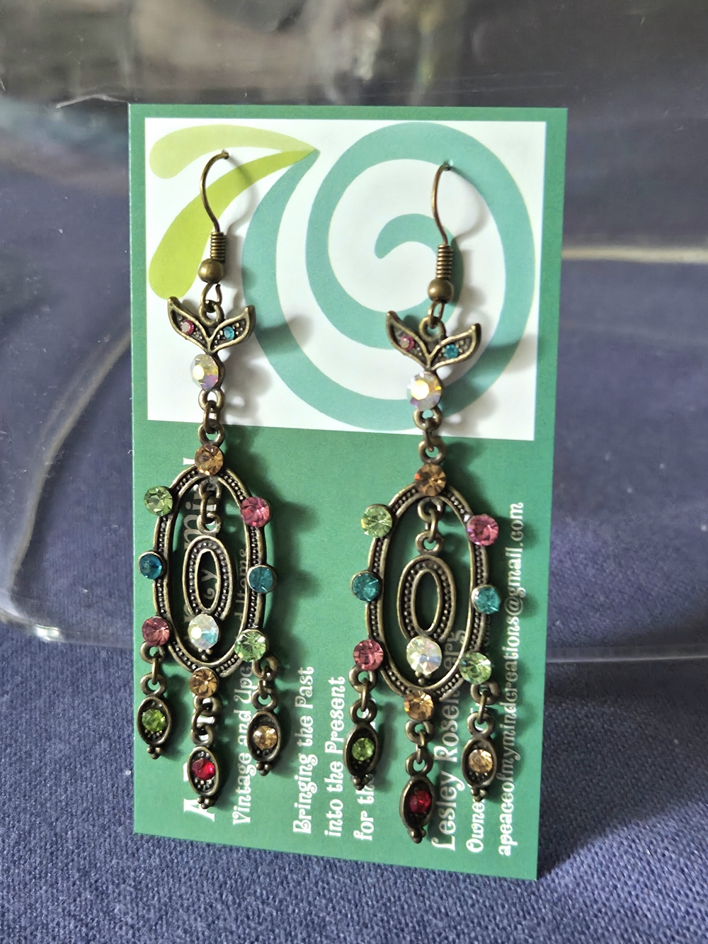 Vintage Multicolor Turkish Rhinestone Drop Earrings Prom Graduation
